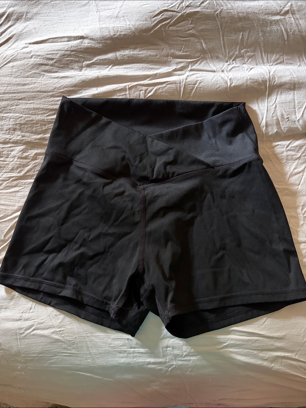 Cross Over Waist Biker Shorts